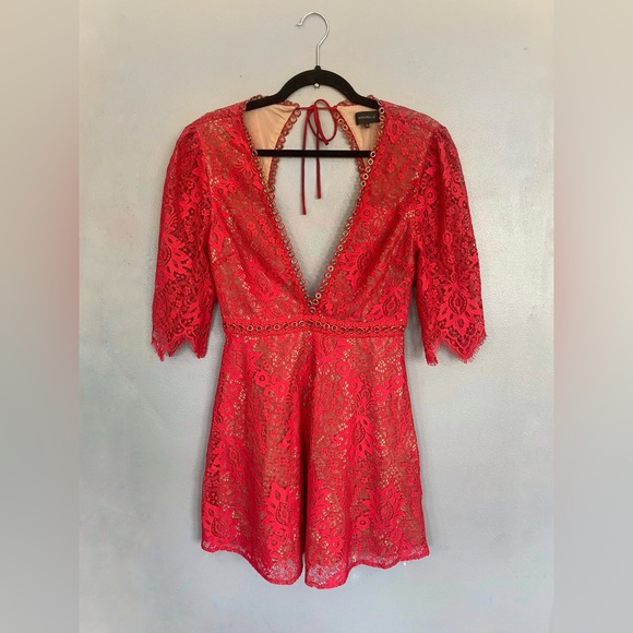 Majorelle Scarlet Red Lace Dress Size M - Picture 3 of 12